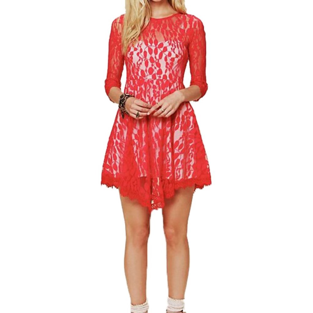 NWOT Free People Floral Mesh Lace Dress.  Lace is back in vogue.